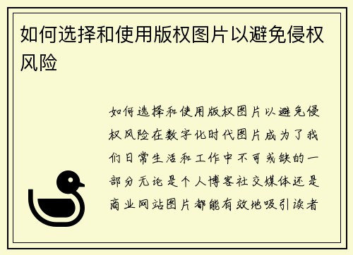 如何选择和使用版权图片以避免侵权风险
